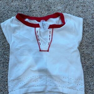 Crop top red and white shirt